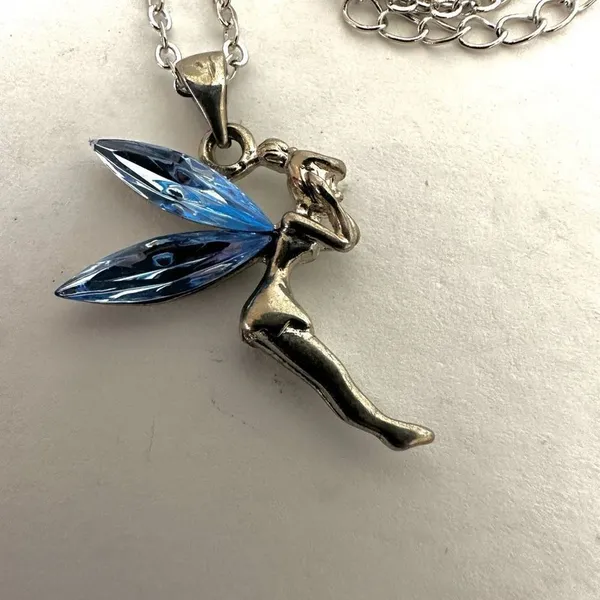 Silver tone and blue tinker bell pendant necklace - Image 3