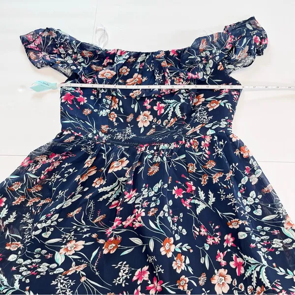 NWT Lulus My Favorite Navy Blue Floral Print Off the‎ Shoulder Dress MEDIUM - Image 9
