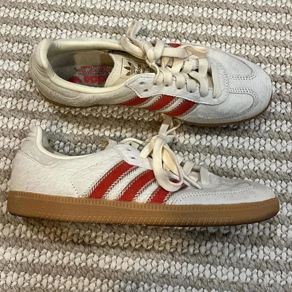 adidas Samba OG Pony Hair Wonder Beige / Cream White / Better Scarlet - Image 2