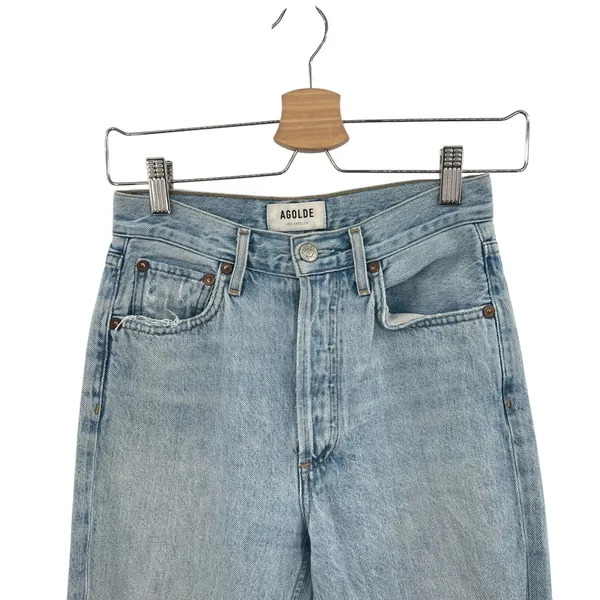 Agolde Riley High‎ Rise Straight Crop Jeans Denim Shatter Wash Blue Size 24 - Image 4
