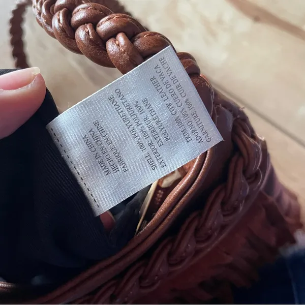 Faux Leather Fringe Cossbody Bag with‎ Braided Strap - Image 5