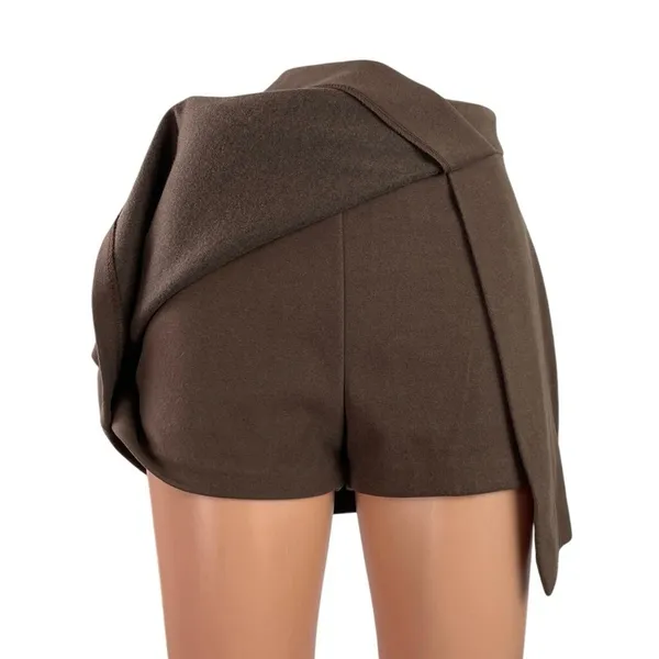 Bongbly Women's Dark Brown High Rise Slit Zip Mini Skirt Skort Shorts Size S - Image 2