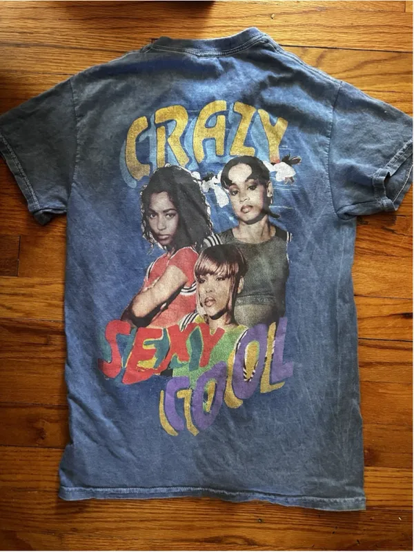 Vintage TLC Crazy Sexy Cool Graphic T-Shirt Blue Mineral Wash Band Tee Small - Image 7