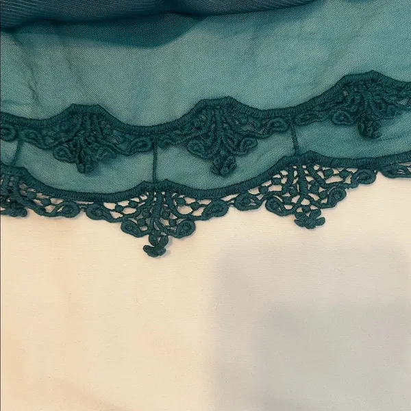 Altar'd State size small teal sleeveless lace and ruffles sheer A line dress EUC - Image 10