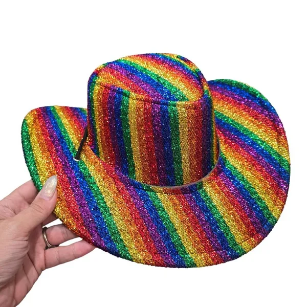 Rainbow sparkle glitter Cowboy Hat & Tutu Set pride LGBTQIA+ rainbow halloween - Image 4