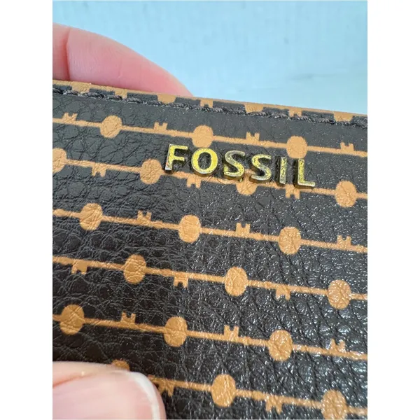 Fossil Tan Black Leather Fold Over Wallet Small Classic Women’s - Image 11
