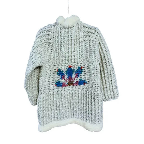 Vintage Andriano 1970's Chunky Knit Cardigan Oversized Bohemian Hippie Sweater - Image 5