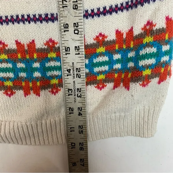 old navy women's medium faire isle knit sweater casual white colorful holiday - Image 7