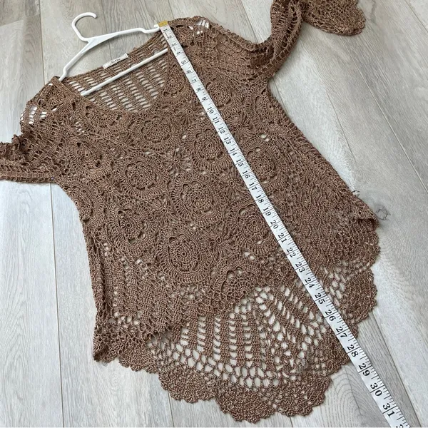 Vintage Crochet Top Brown (s/m) siNita bohemian crochet festival swim cover up - Image 6