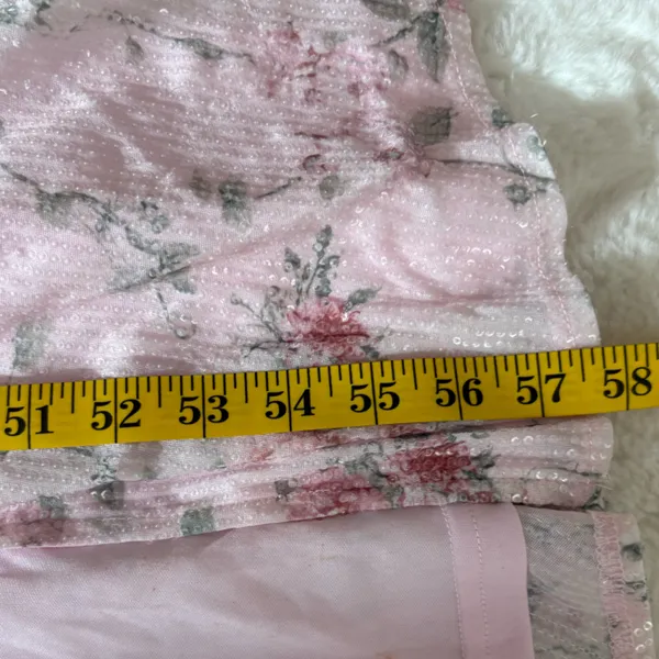 Lulus Flourishing Shine Light Pink Floral Sequin Tiered Maxi Dress Size Large - Image 9