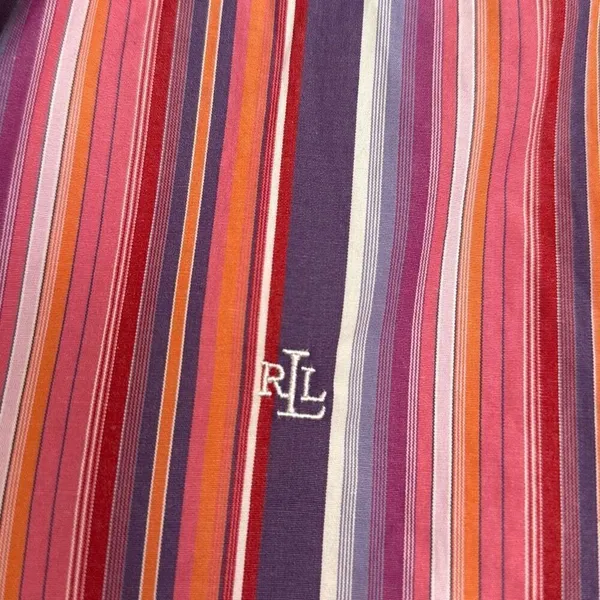 Lauren Ralph Lauren 100% cotton pink striped button down large - Image 3