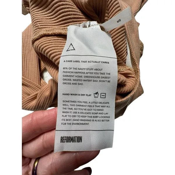 Reformation Size Small Ribbed Tie Neck Covered Back Brown‎ Bodysuit #Z4-5 - Image 8