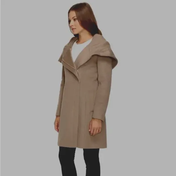 COLE HAAN WOOL BLEND FULLY LINED COAT WITH SHAWL HOOD and POCKETS SIZE 6 - Image 2