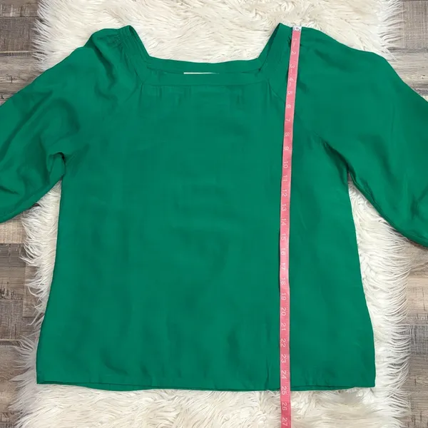 LOFT square neck relaxed fit flowy top blouse emerald kelly green M - Image 7