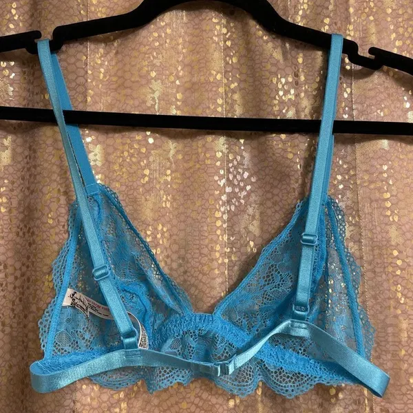 Free‎ People Bright Eyes Romantic Coquette Blue Sheer Lace Bralette Small NWOT - Image 2