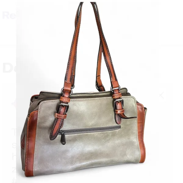 Hema Zhuofan Women's Bag 2tone Brown Leather Shoulder Purse - Image 2