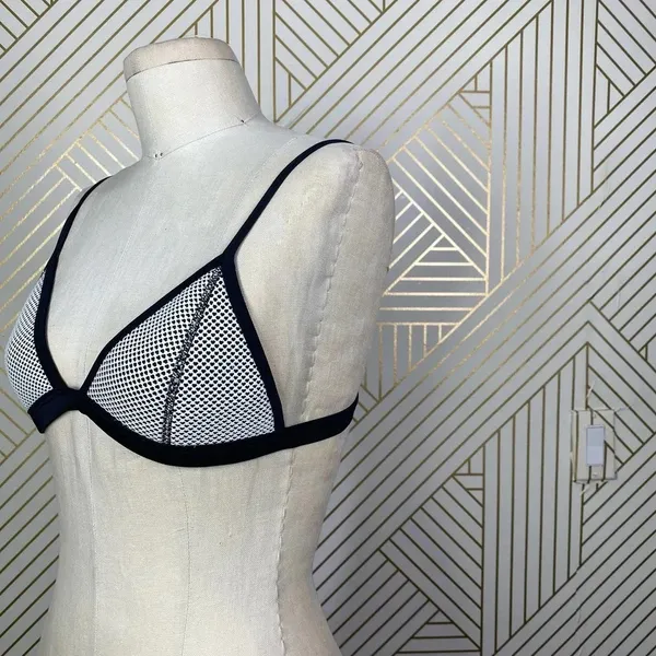 TRIANGL Mesh Bikini‎ Swim Top Black White - Image 6
