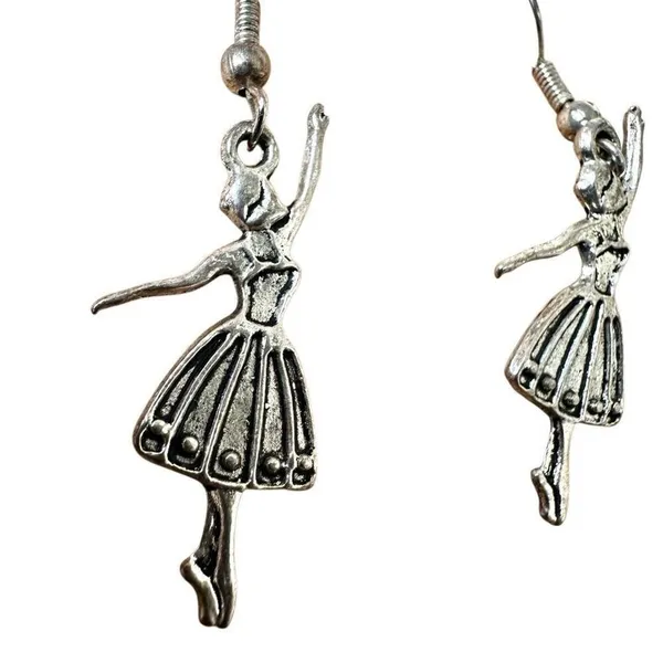 Ballerina Dangle Earrings – Silver Tone - Image 3