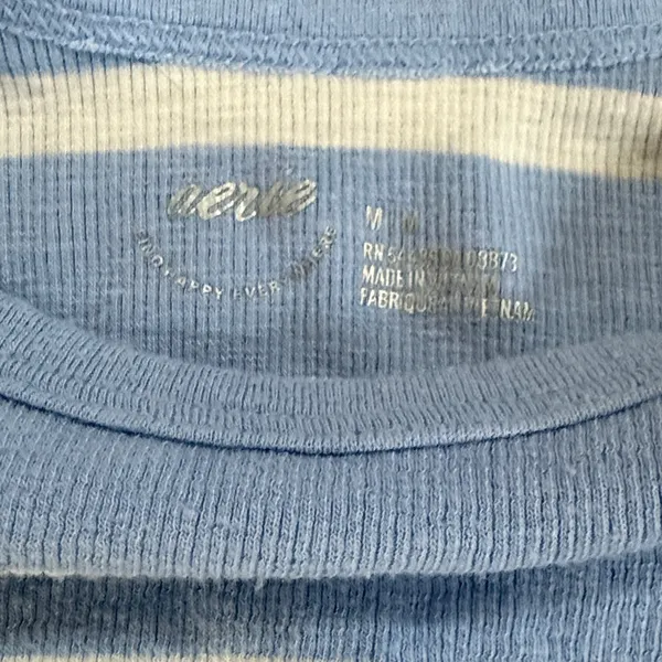 Aerie Light Blue and White Striped Crop Top - Image 2