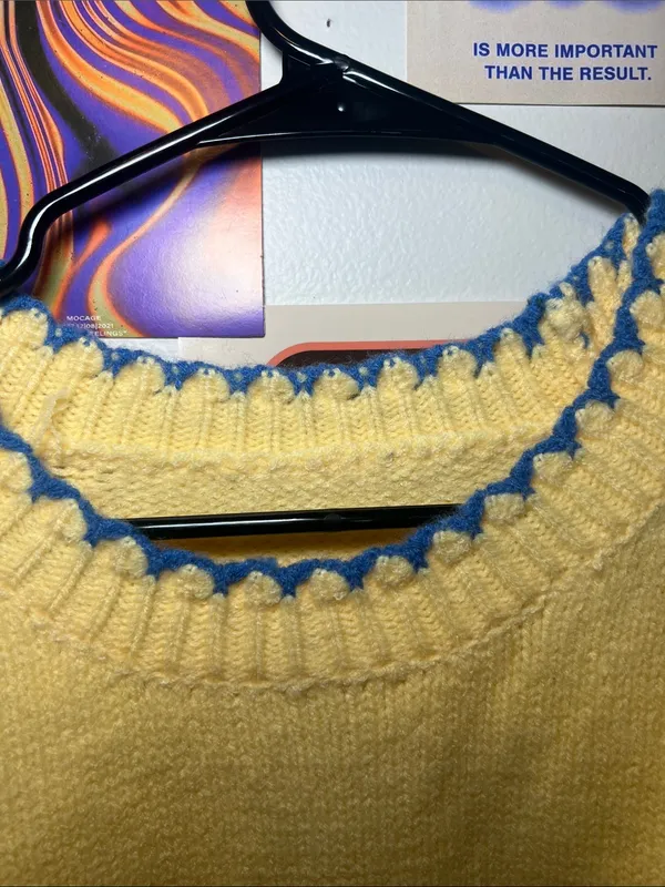 Cider Butter Yellow Crewneck Sweater with Blue Trim - Image 3