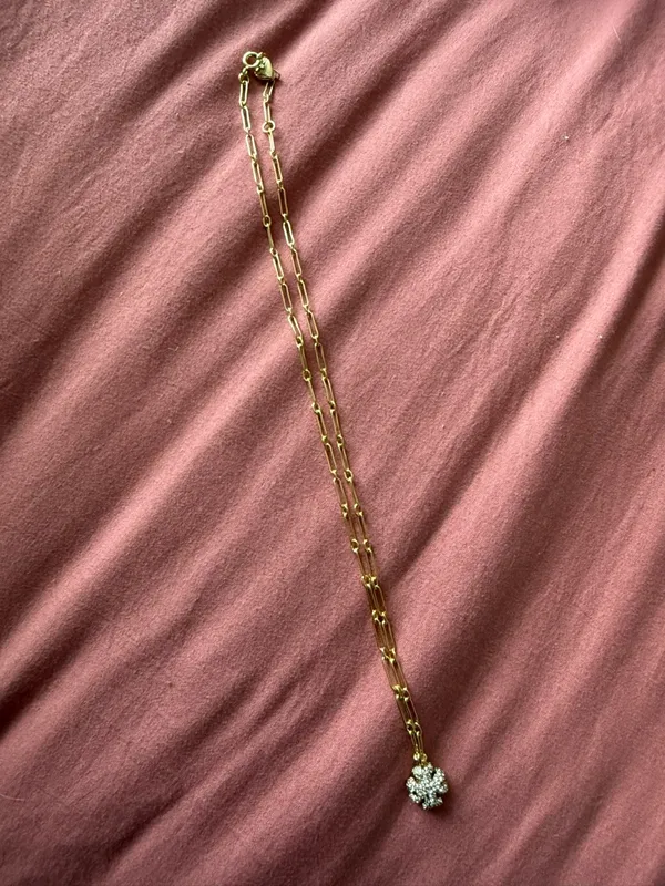 Tory Burch | 18K Gold Plated Crystal Pave Accent Paperclip Pendant Necklace - Image 3