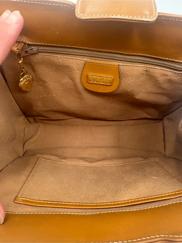GUCCI Vintage GG Monogram Silk Jacquard Wristlet Clutch Brown - Image 9
