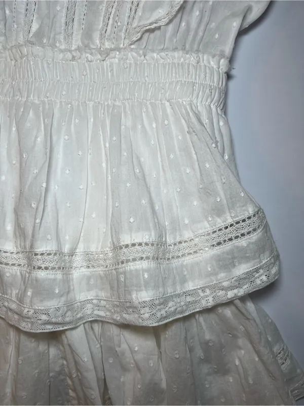 LoveShackFancy Natasha Heritage Mini Dress White Ruffled Eyelet Mini Skirt - Image 6