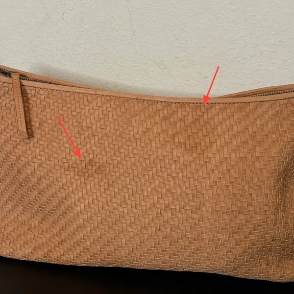 Lucky Brand Woven Leather Clutch Women Large Tan Bohemian Zipper Pouch - Image 6