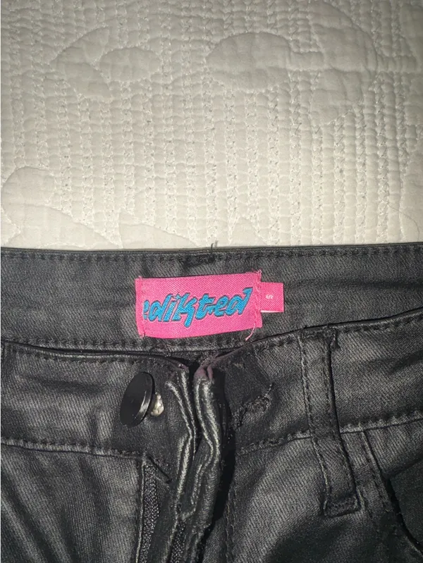 Edikted Luna Faux Leather Flare Jeans Petite - Image 2