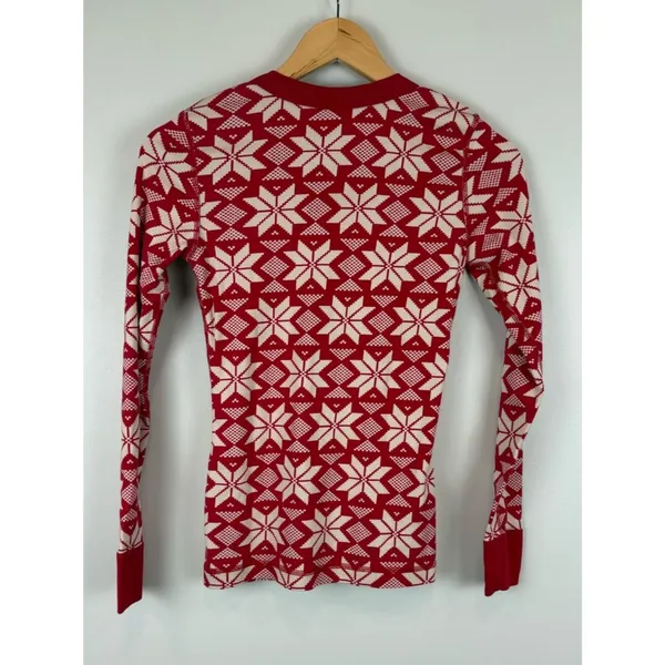 Hanna Andersson Long John Pajamas SET Scandi Snowflake Women's Size XS - Image 3