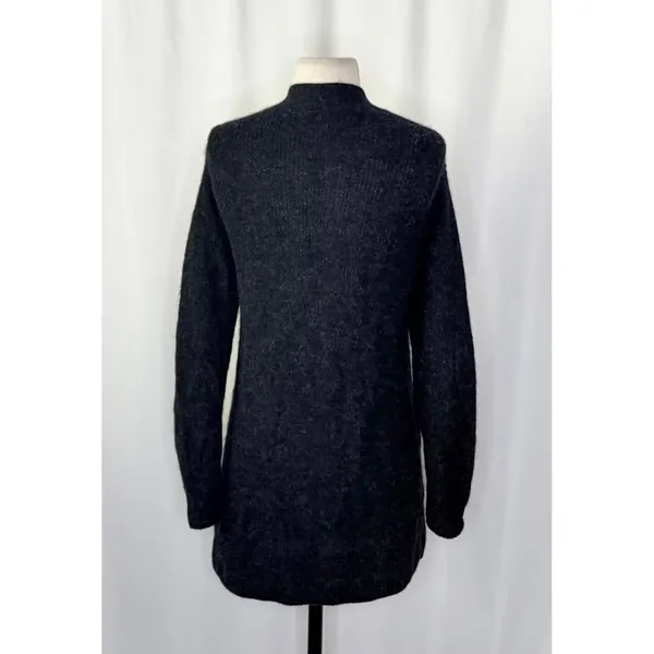 EVERLANE The Oversized Alpaca Cardigan Heathered Black Merino Wool Pockets Small - Image 10