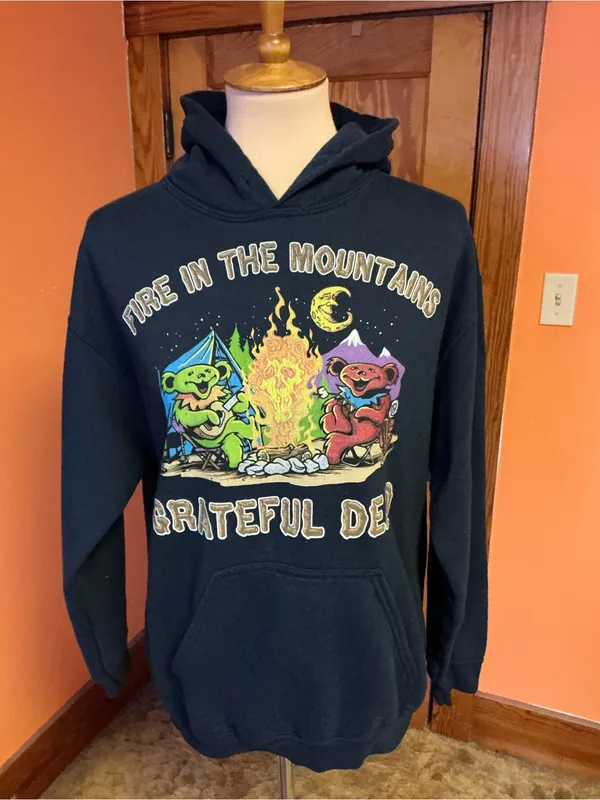 Grateful Dead Fire on the Mountain Dancing Bears Hoodie Medium Navy - Image 4