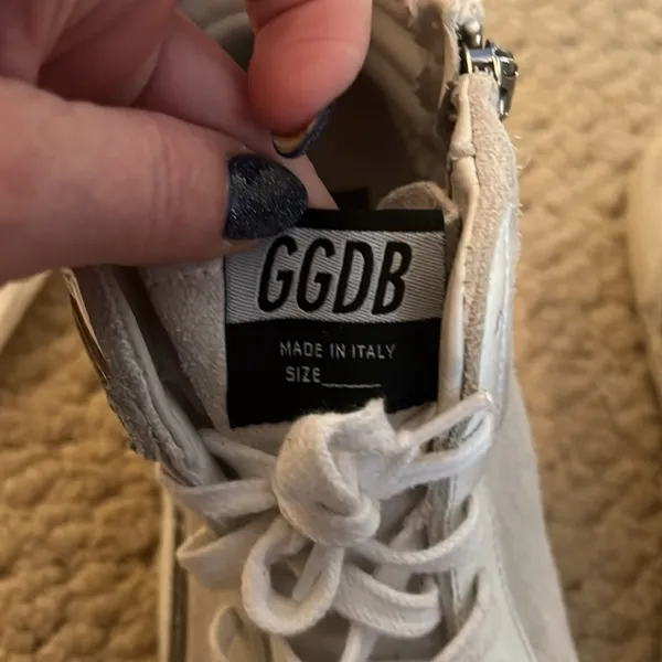 Golden Goose White Suede & Leather High-Top Sneakers with Gold Star - Image 6