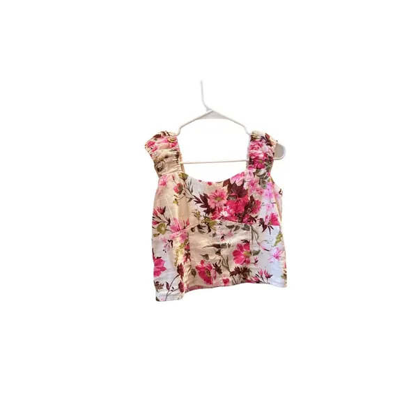 NEW Abercrombie & Fitch Floral Linen Blend Smocked Corset Top Small Coquette - Image 7