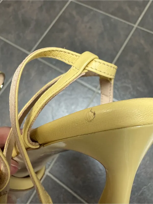 Tuckernuck Ava Heels Open Toe Ankle Strap Sandals Light Butter Yellow 6.5 $275 - Image 12