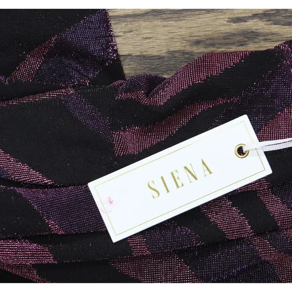 NWT Siena Metallic Side-Twist Long Sleeve Faux Wrap Mini Dress Purple Multi 8 - Image 8