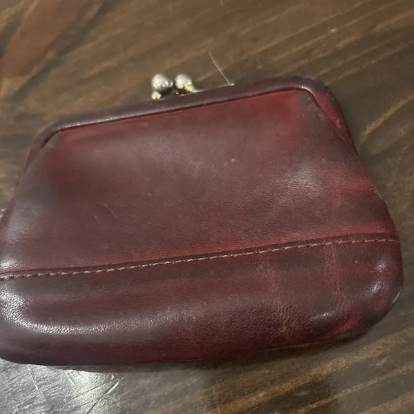 Vintage Coach Kisslock Coin Purse Red Mahogany Leather Small Change Pouch Wallet - Image 2