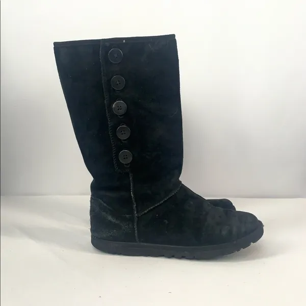 Ugg Suede Button Side Boots in Black Size 6‎ - Image 2