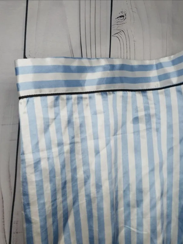 Ekouaer Striped Blue & White Satin Preppy Button-Up Pajama Set - Image 11