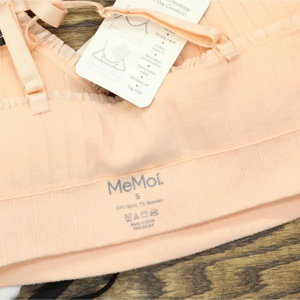 MeMoi Womens 3-Pack Seamless Padded Ribbed Bralette Pink Multi S - Image 4