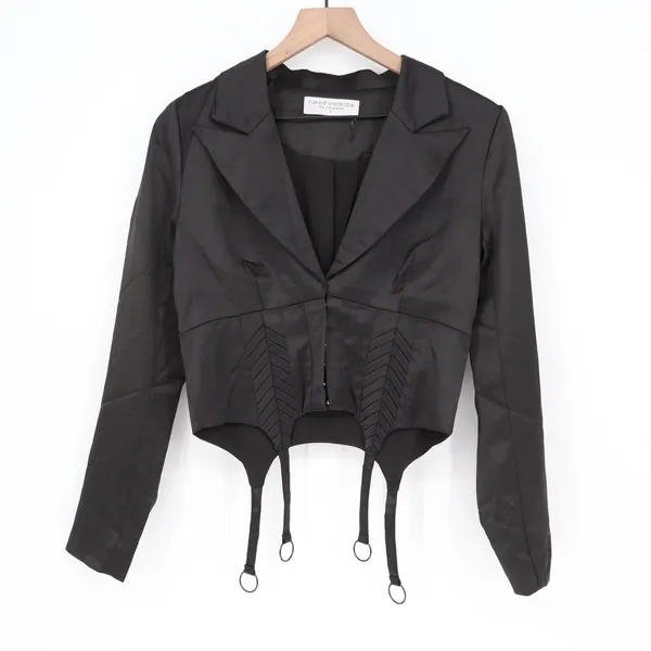 Naked Wardrobe Black Cropped‎ Garter Strap Blazer Jacket NWSP20-J6 Mens Size M - Image 2
