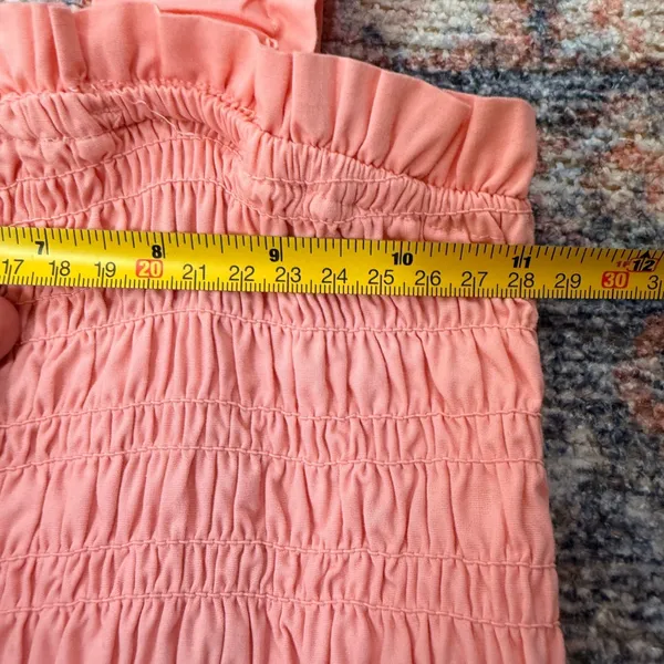 Abercrombie & Fitch Smocked Tiered Mini Dress Coral Pink Ruffle Strap Womens S - Image 8