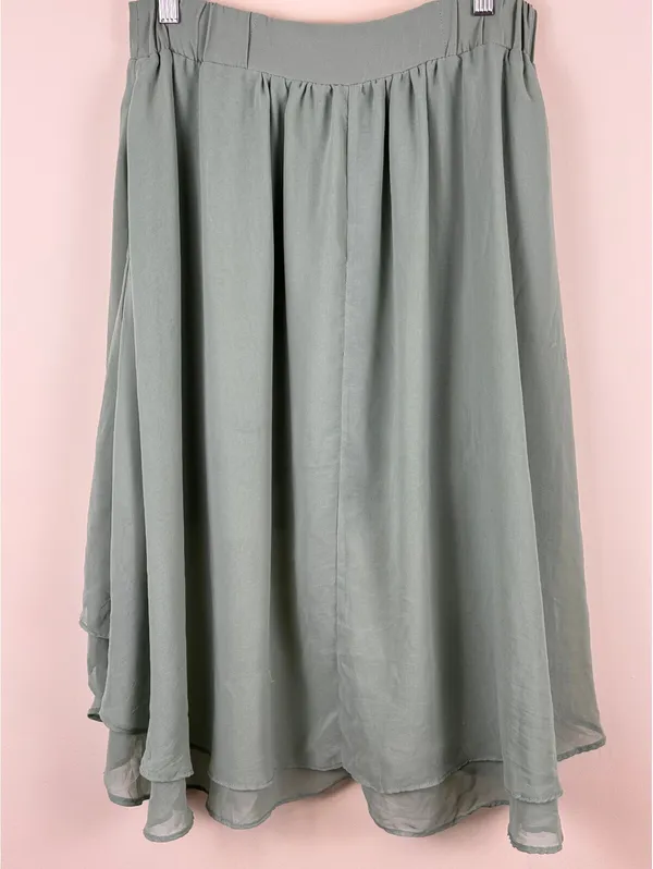 Staring at Stars UO Sage Green Layered High Low Chiffon Skirt Small Boho - Image 3