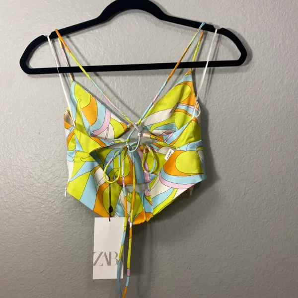 ZARA satin cutout crop top - Image 2