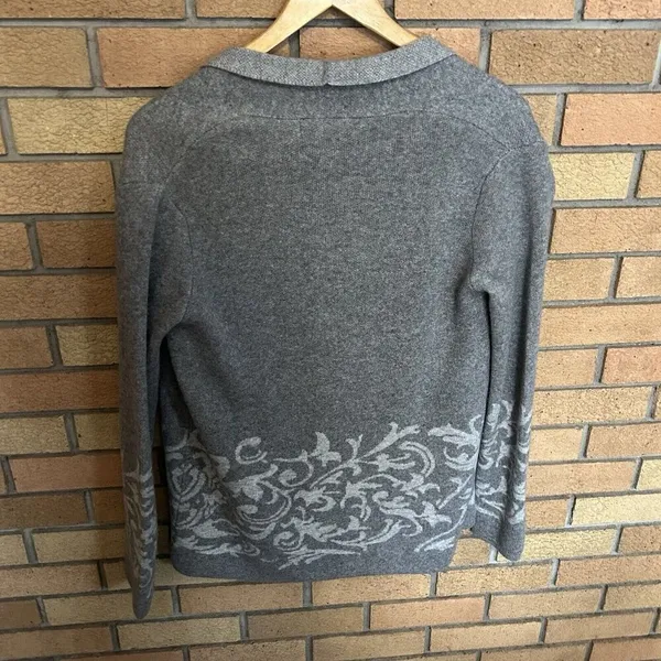 Benedetta B. Womens Open Front Cardigan Sweater Gray Print Size S Made in Italy - Image 5