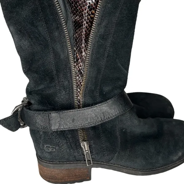 UGG Black Suede Moto Boots‎ - Image 4