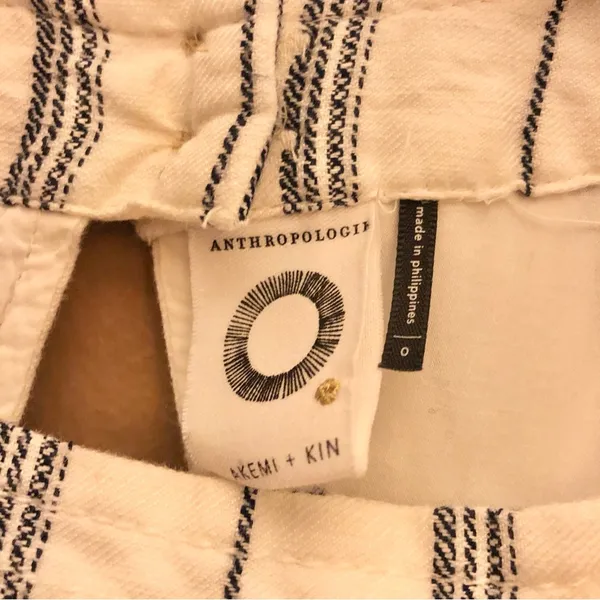Anthropologie Akemi & Kin Claudia Sleeveless Striped Linen‎ Dress White 0 - Image 4