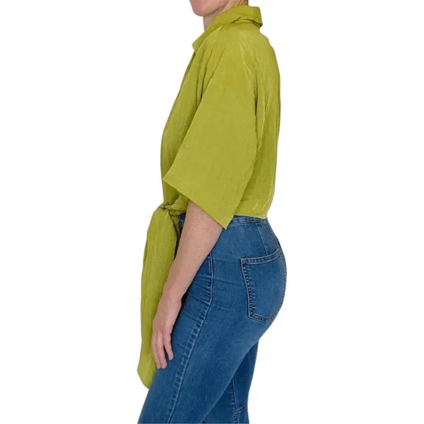 NWT H&M Lime Green Cropped Front Tie Retro Blouse - Image 5