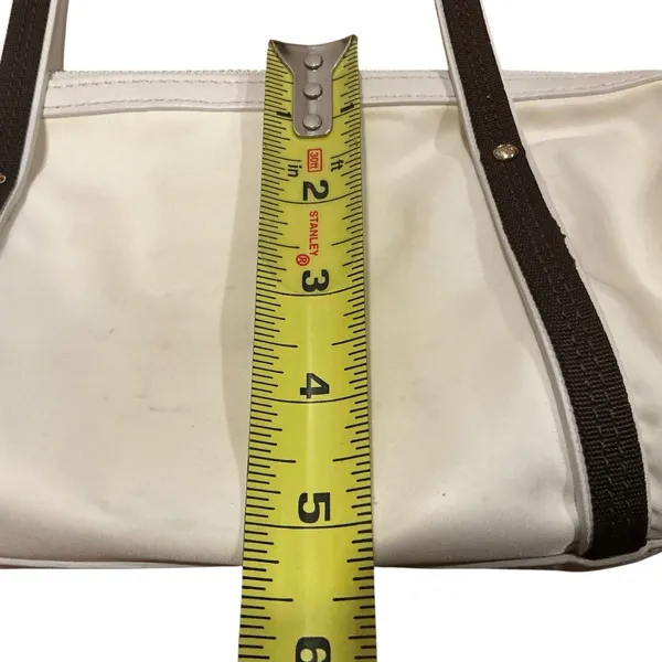 Kate Spade New York white and brown trim small nylon Tote handbag - Image 11