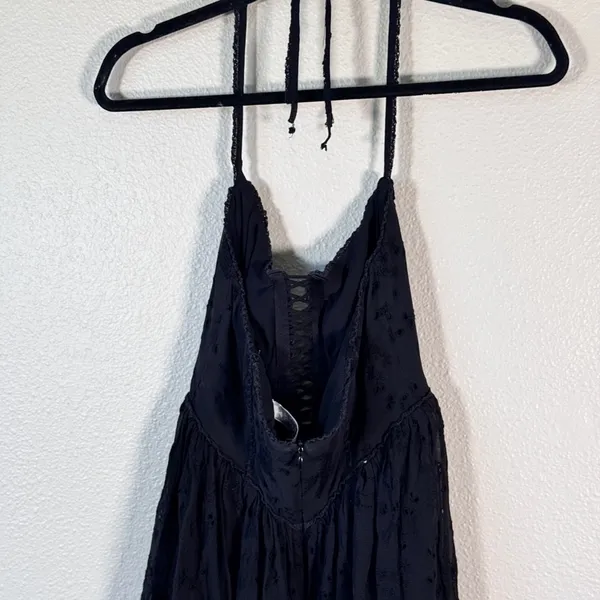 Zimmermann Black Silk Eyelet Mini Dress Womens 0 Whimsygoth Witchy Goth Damaged - Image 6